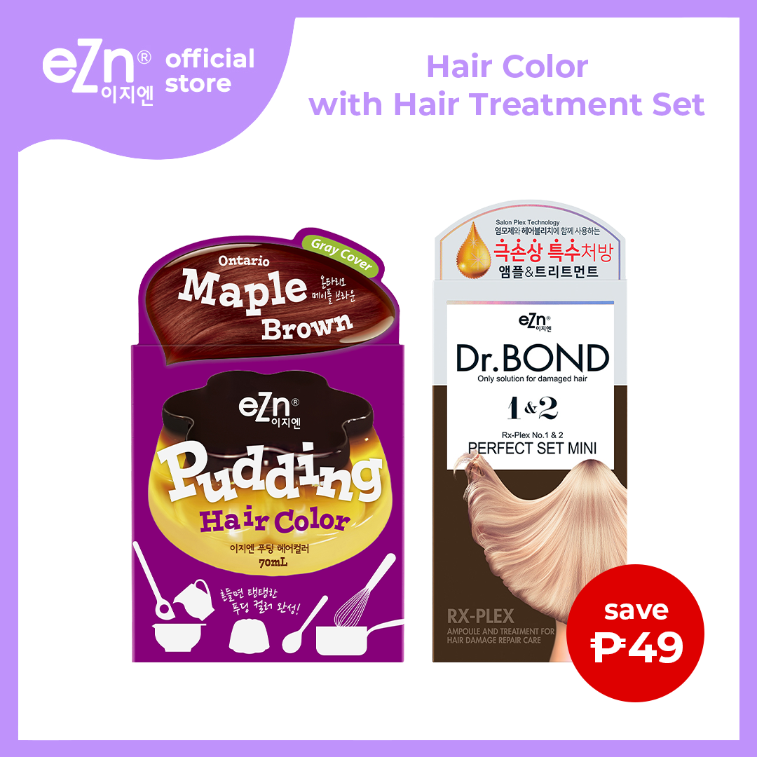 eZn Pudding Hair Color Ontario Maple Brown with Hair Treatment Bundle
