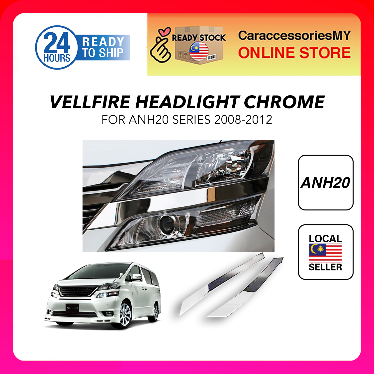 Toyota vellfire anh20 accessories bodykit chrome trim cover 2008-2012 ...