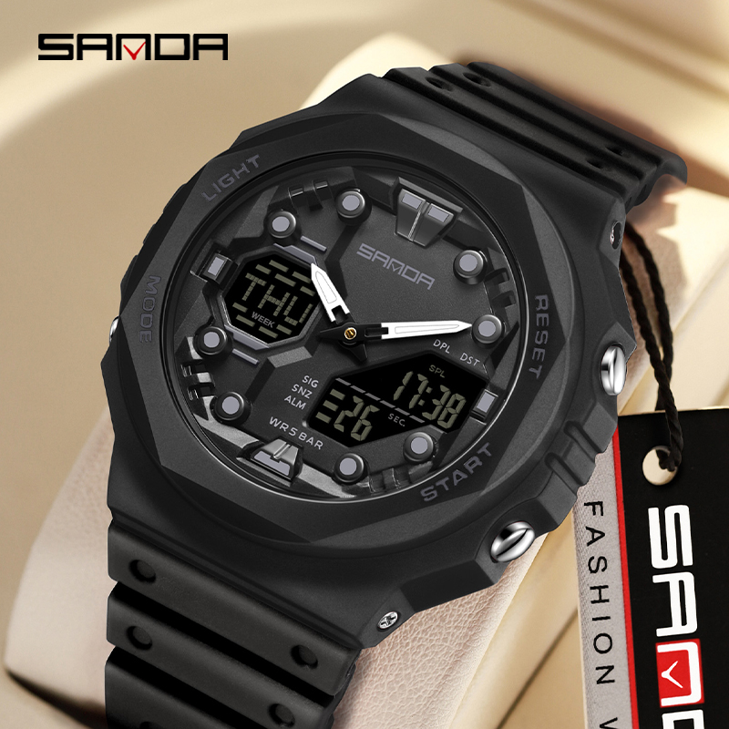 Sanda Large Dial Multifunctional Trendy Urban Outdoor Waterproof Sports Men's Watch SD6200-2