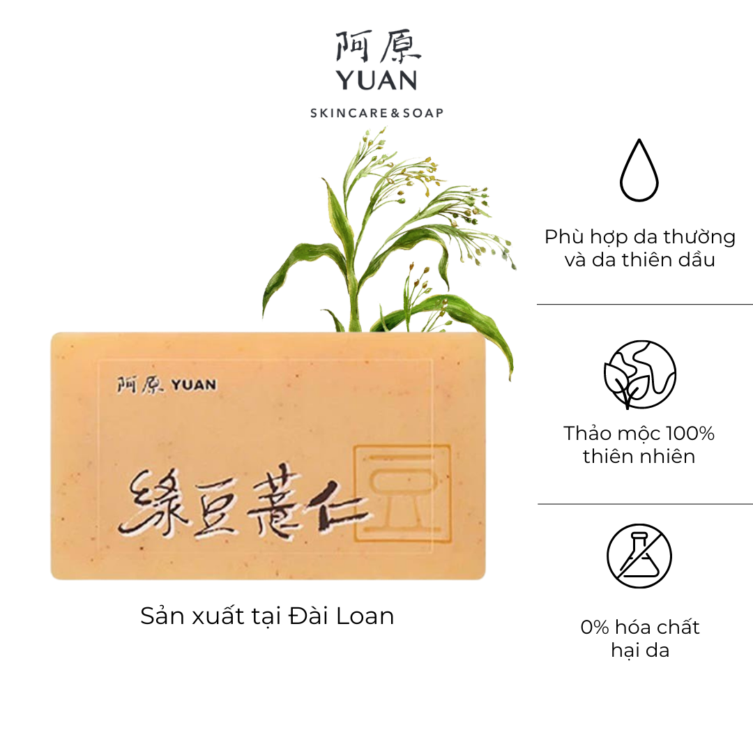 Xà phòng cấp ẩm dưỡng sáng dành cho da khô sạm màu YUAN Đài Loan Đậu Xanh thumbnail
