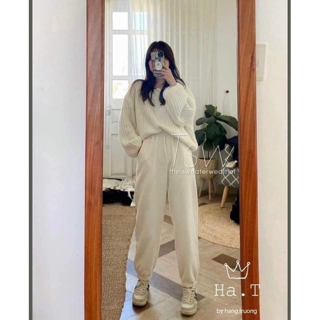 Quần Nỉ Ống Bo Chun Gấu Siêu Ấm
