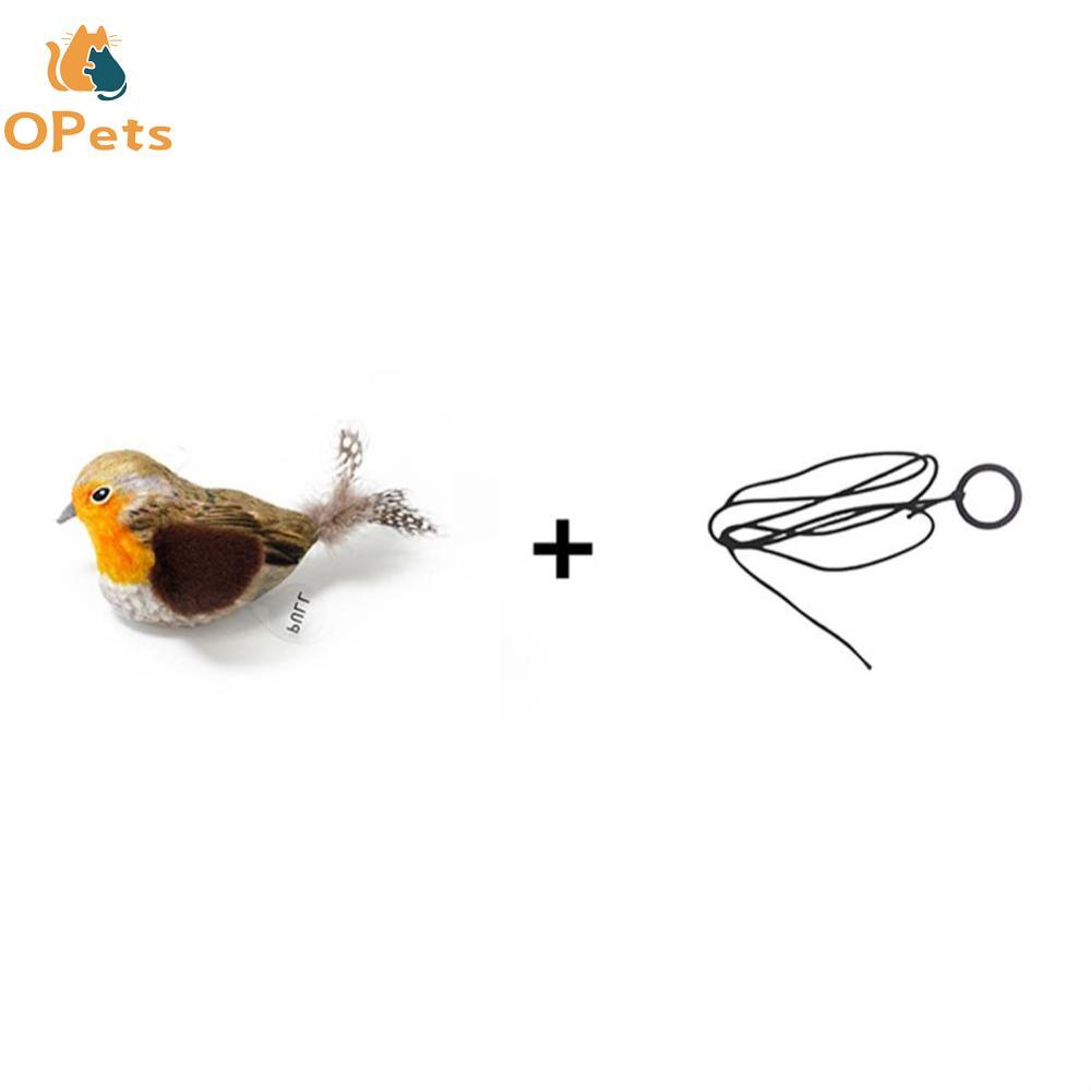 Opets 1Pc Simulation Bird Cat Toy Funny Self-hey Feather Bird Interactive Toys Pet Supplies For Relieves Stress Cat Supplies