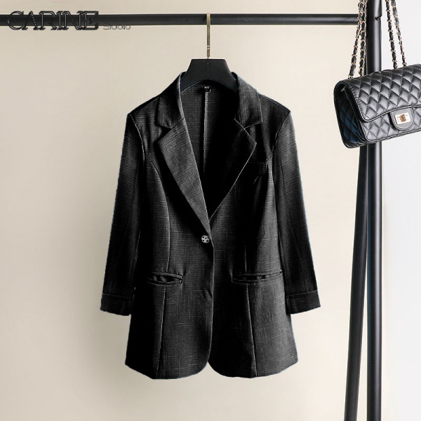 CARINE Macaron Color 3/4 Sleeves Linen Suit Coat Women's Summer Short  Casual Top Women