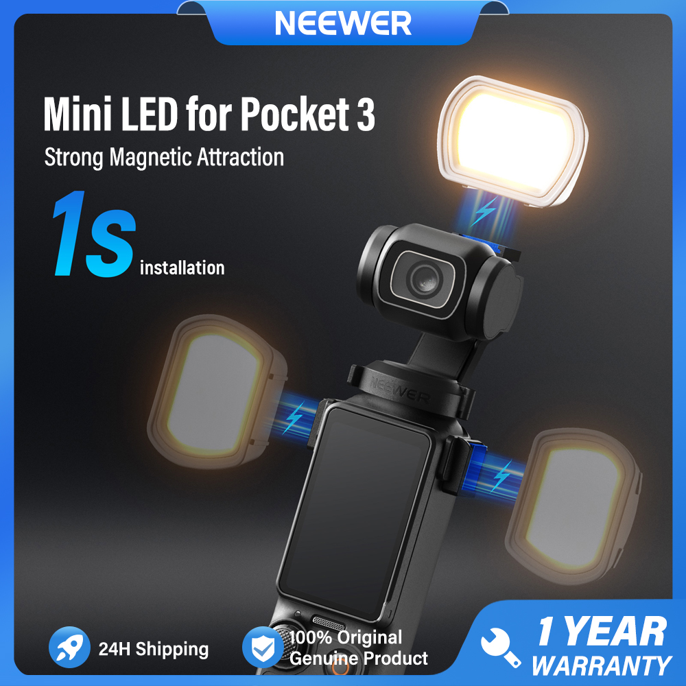 Neewer - Basics Magnetic Fill Light For DJI OSMO Pocket 3, 1.3W Mini LED Attachment For Selfie Vlog Video - White