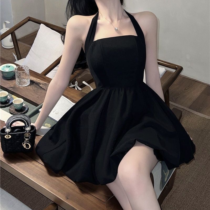 2023 Hot sale season MEXZT Y2K Black Mini Dress Women Halter Slim A Line Suspender Dresses Summer Korean Sleeveless Elegant Sundress Vestidos
