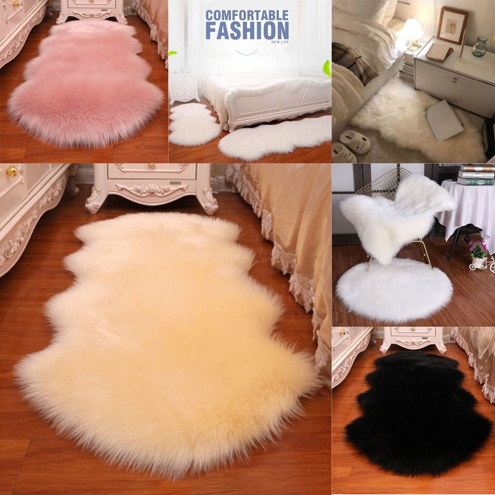 3SS3SONG Home Decor Fluffy Shaggy Imitation Wool Long Hair Carpet Non Slip  Faux Fur Soft Rugs Bedroom Mats Sheepskin Rug | Lazada PH