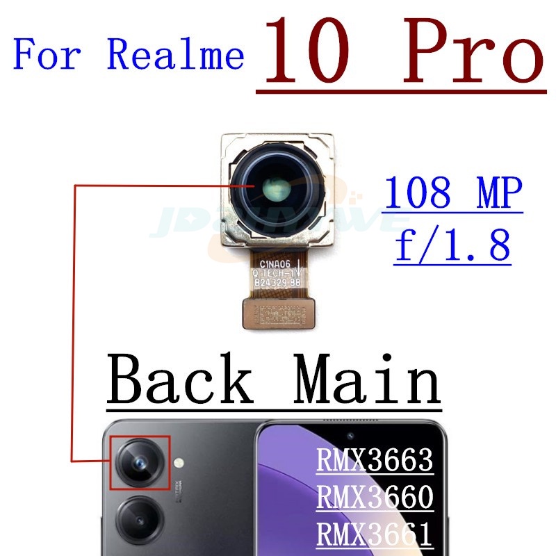 Phía Sau Phía Trước mô-đun máy ảnh Cho Oppo Realme 10 Pro Cộng Với 10T 5G Phía Trước Nhỏ Phải Đối Mặt Với Trở Lại Máy ảnh chính Cáp dẻo Reapir phụ tùng
