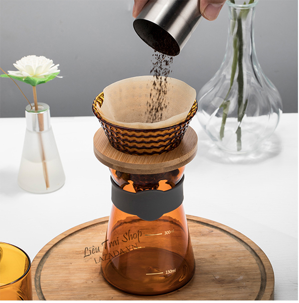 Bộ bình và phễu v60 pha cà phê cafe Pour over brew drip ba màu