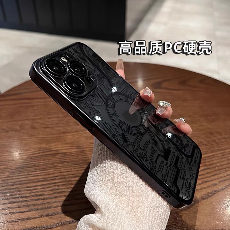【Circuit board pattern/ultra-thin hard case/Titan Grey】compatible for iPhone 12 13 14 15 pro max case
