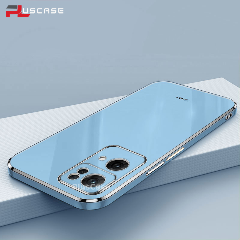 PlusCase for OPPO Reno7 Pro 5G 6D Plating Soft Case Lens Protector Square Frame Silicone Glossy Shockproof Phone Back Cover