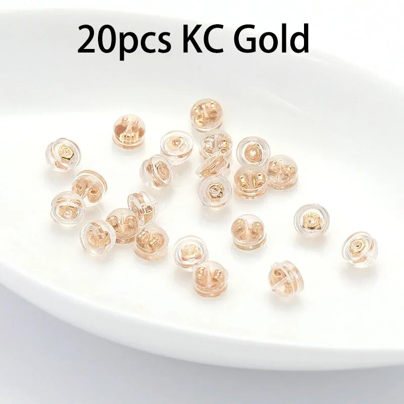 20pcs Copper Silicone Rubber Earring Back Stoppers Silicone Coated  Hamburger Ear Plugs for Jewelry Making DIY Earring Accessorie