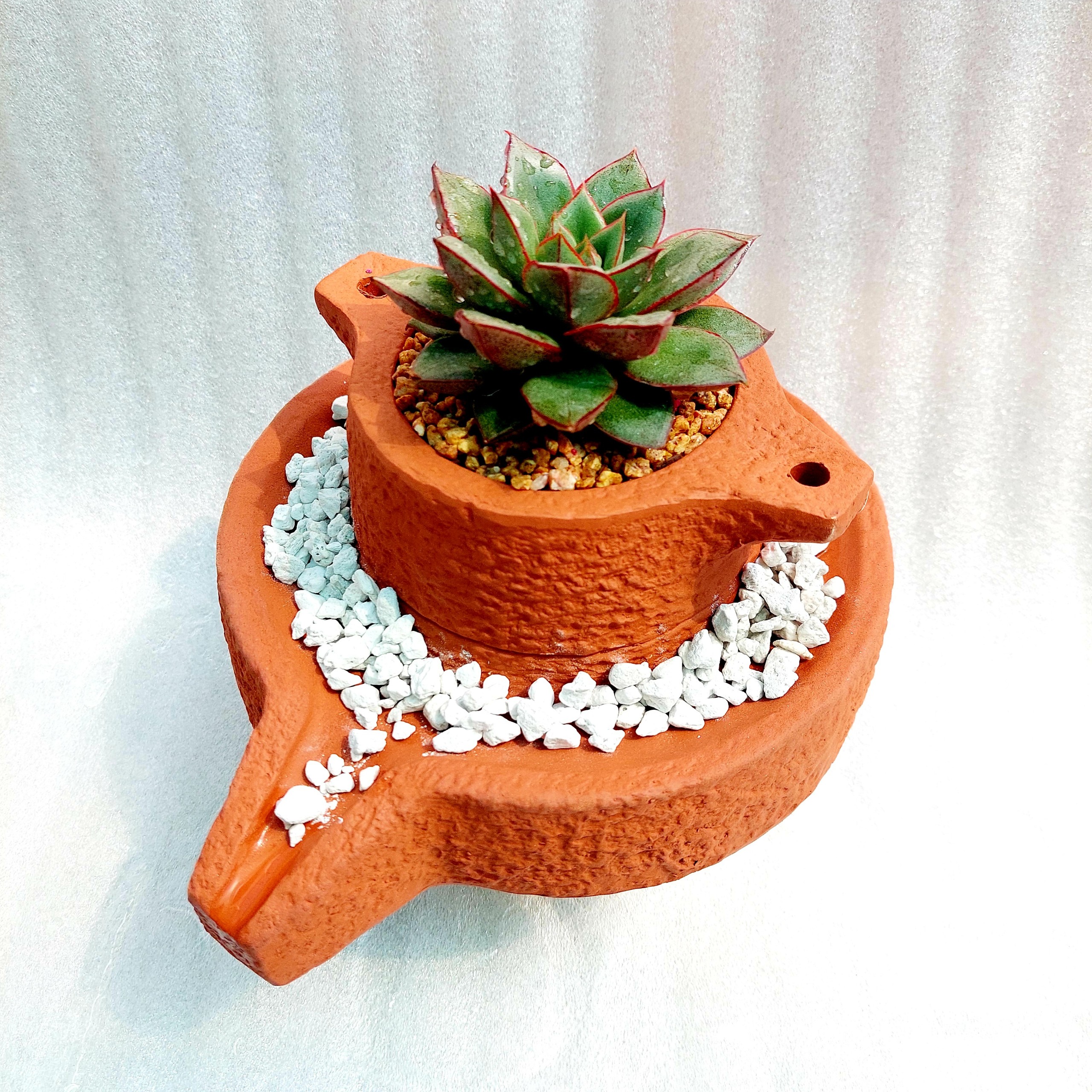 Chậu đất nung - Cối xoay, miệng chậu 10cm, chiều cao 10cm