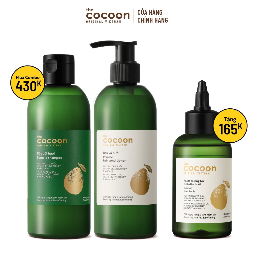 SPECIAL COMBO gội xả bưởi Cocoon tặng 1 nước dưỡng tóc tinh dầu bưởi - Phiên bản nâng cấp Cocoon 140ml