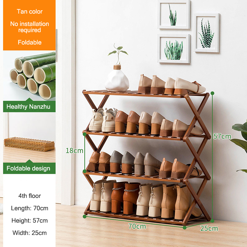 Shoe rack Installation-free shoe rack Dustproof shoe cabinet Small shoe cabinet in living room Folding multi-layer shoe rack Shoe rack bamboo shoe box