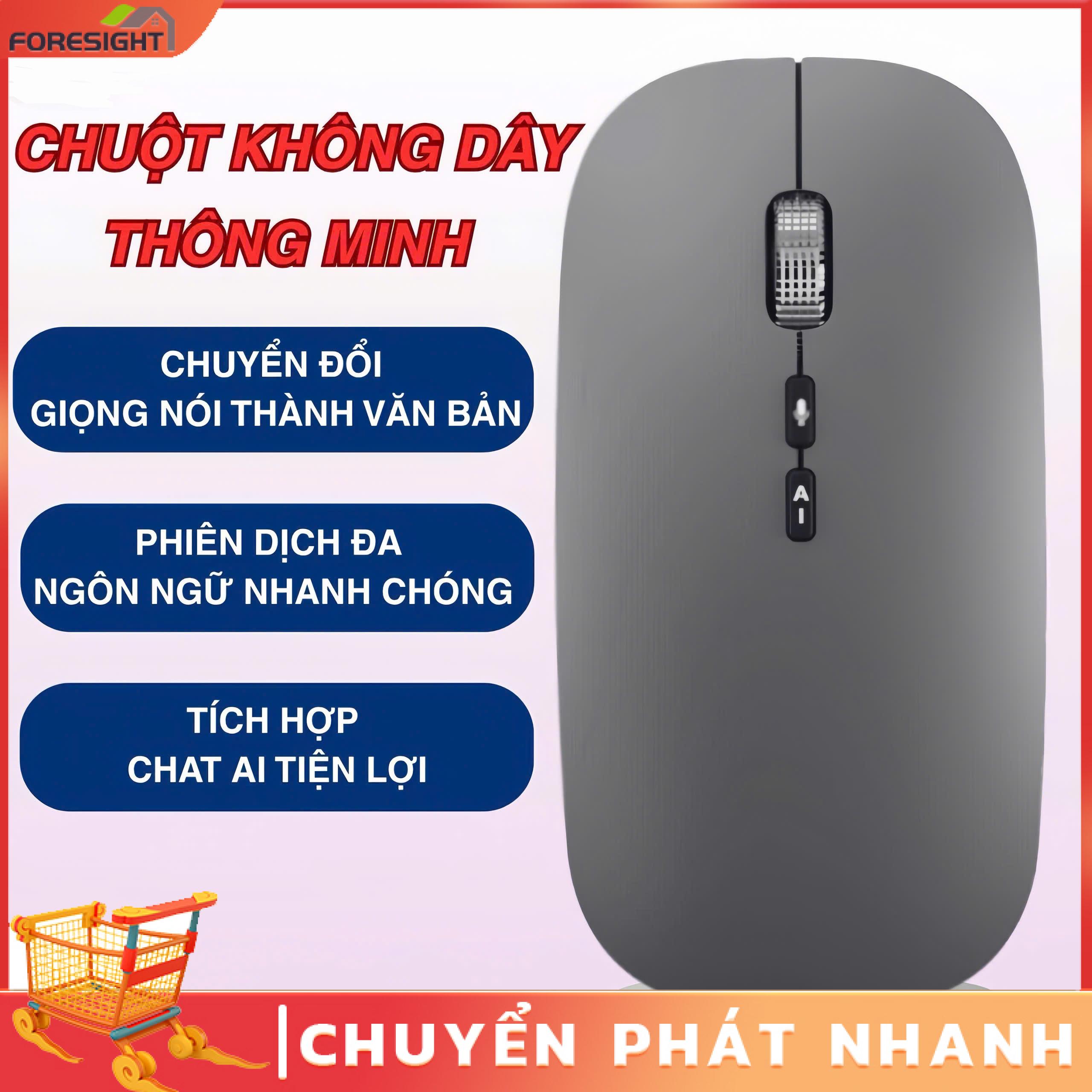Chuột AI Thông Minh A7 Không Dây – Phiên Dịch Đa Ngôn Ngữ, Chuyển Giọng Nói Thành Văn Bản Dễ Sử Dụng,Sạc Nhanh TypeC