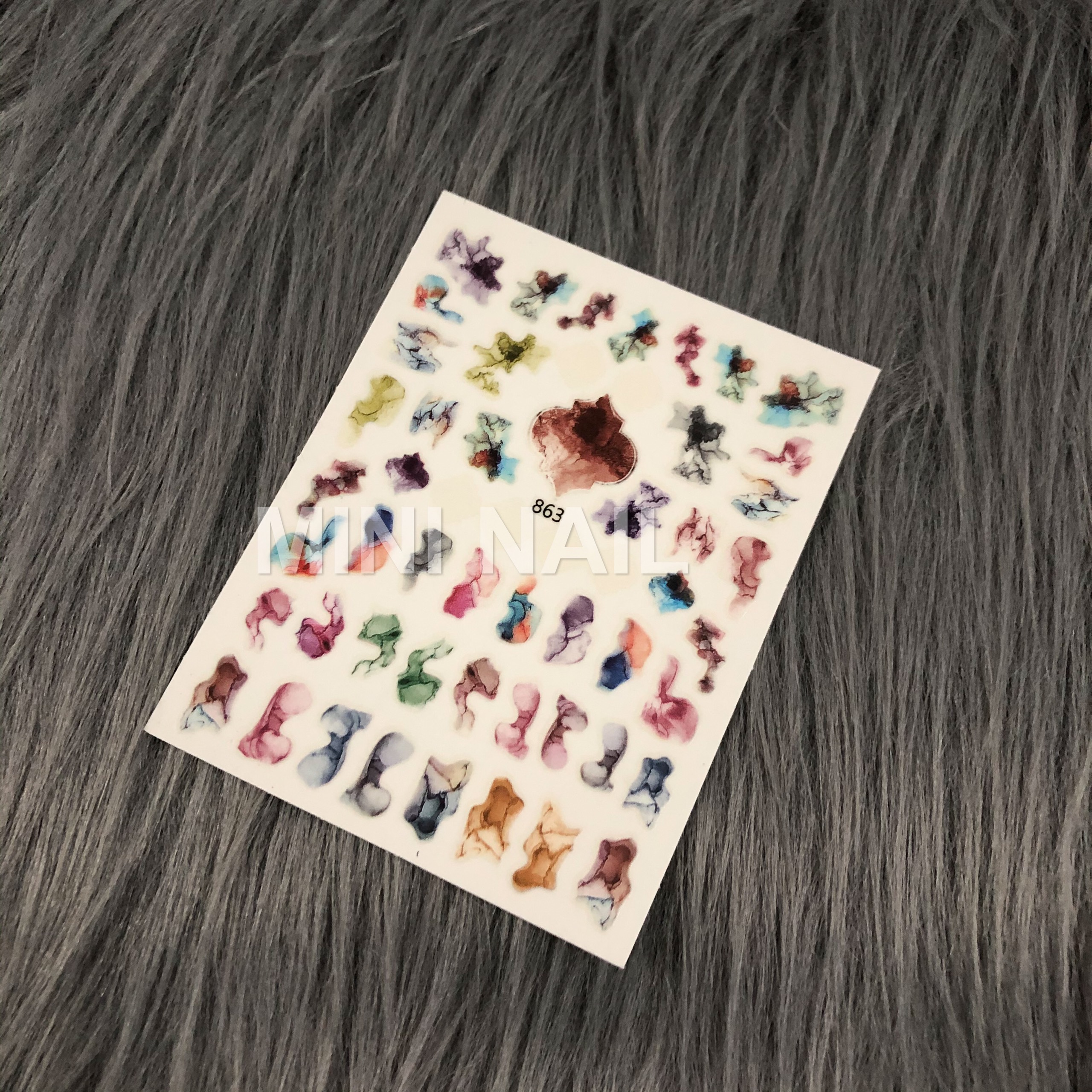 Sticker nail hình loang, miếng dán móng tay loang, lụa