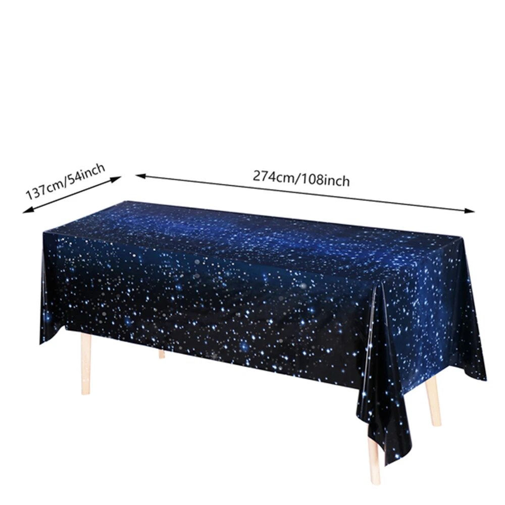 Space Tablecloth Starry Night Tablecloth Decorations Galaxy Table Cover Space Stars Theme Party Supplies For Birthday