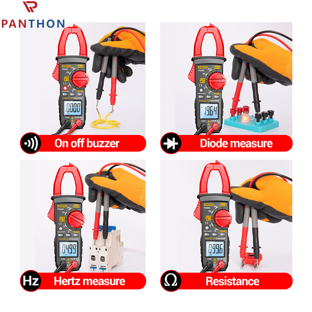 【💕Ready Stock🎉】PANTHON PN200 Digital Clamp Meter Multimeter AC Current and AC/DC 4000 counts Voltage Tester with Amp Volt Ohm Resistance Test Auto-Ranging