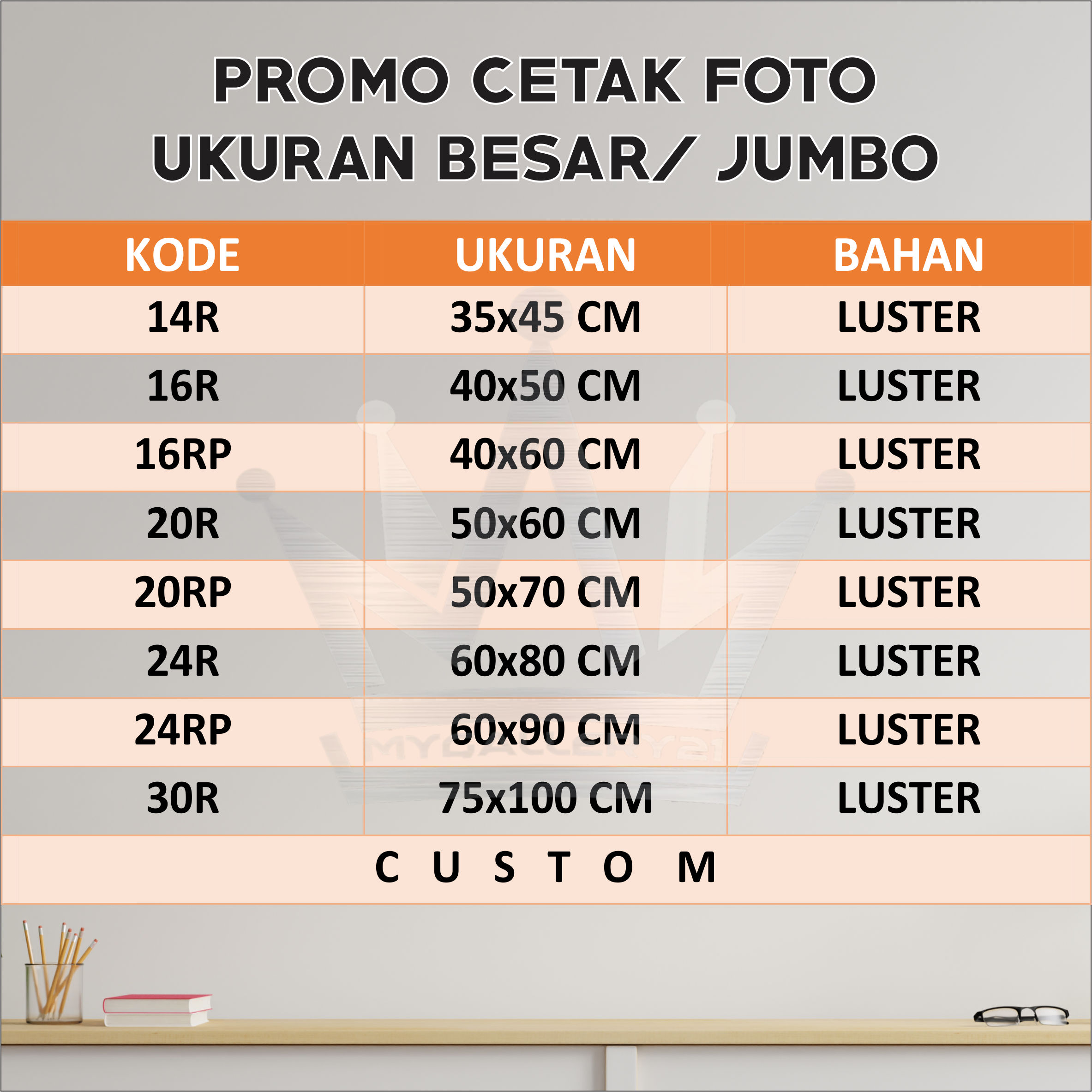 Cetak Foto Ukuran Besar 12R 12RP 14R 16R 16RP 20R 20RP 24R 24RP 30R 