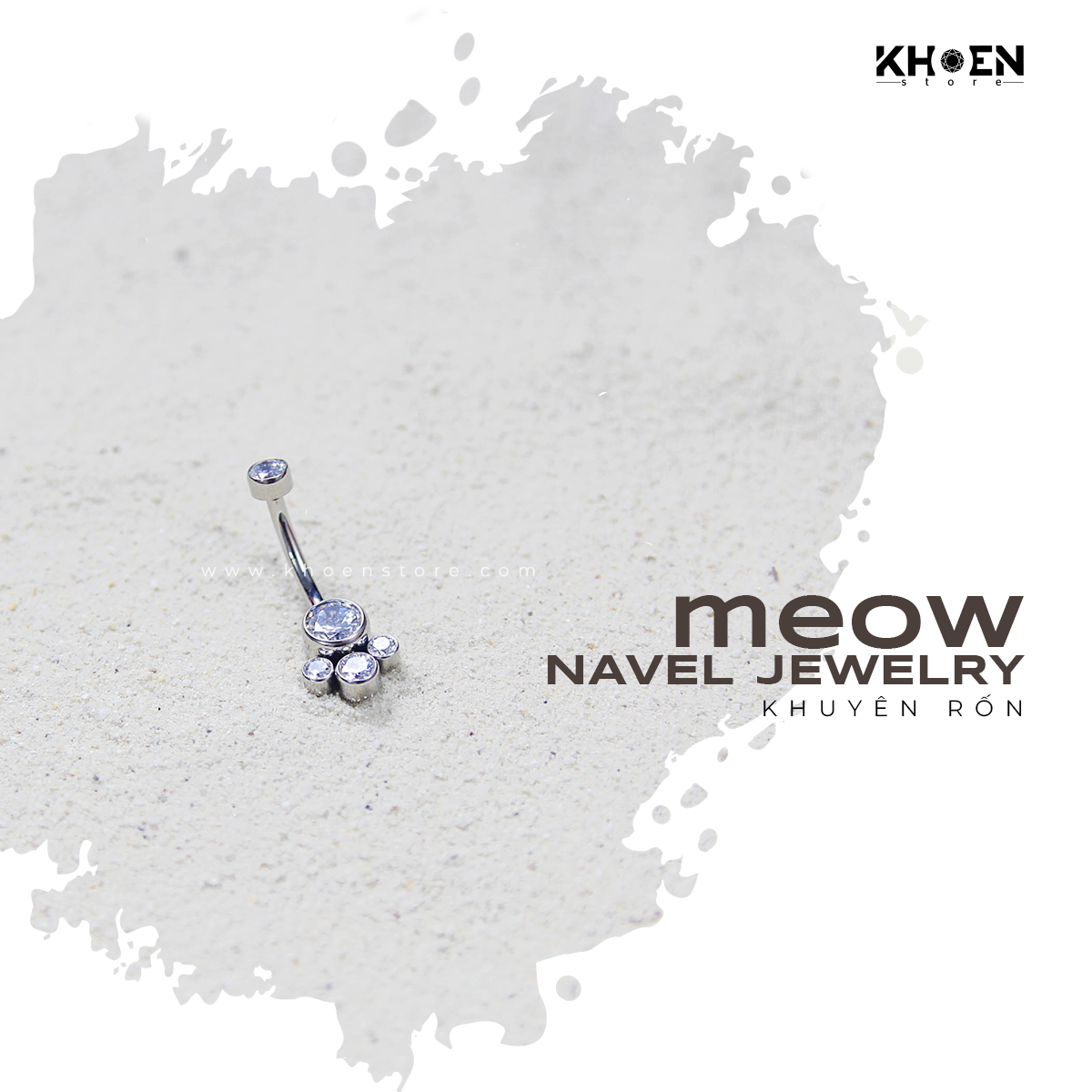 ( 1 chiếc ) Khuyên Rốn chân mèo - Titan - Khoen Store
