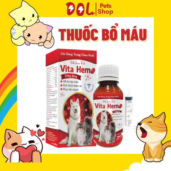 Thuốc Bổ Máu Vitahemo cho chó mèo Hỗ Trợ Tạo Máu, Phục Hồi Sức Khoẻ, chống biếng ăn