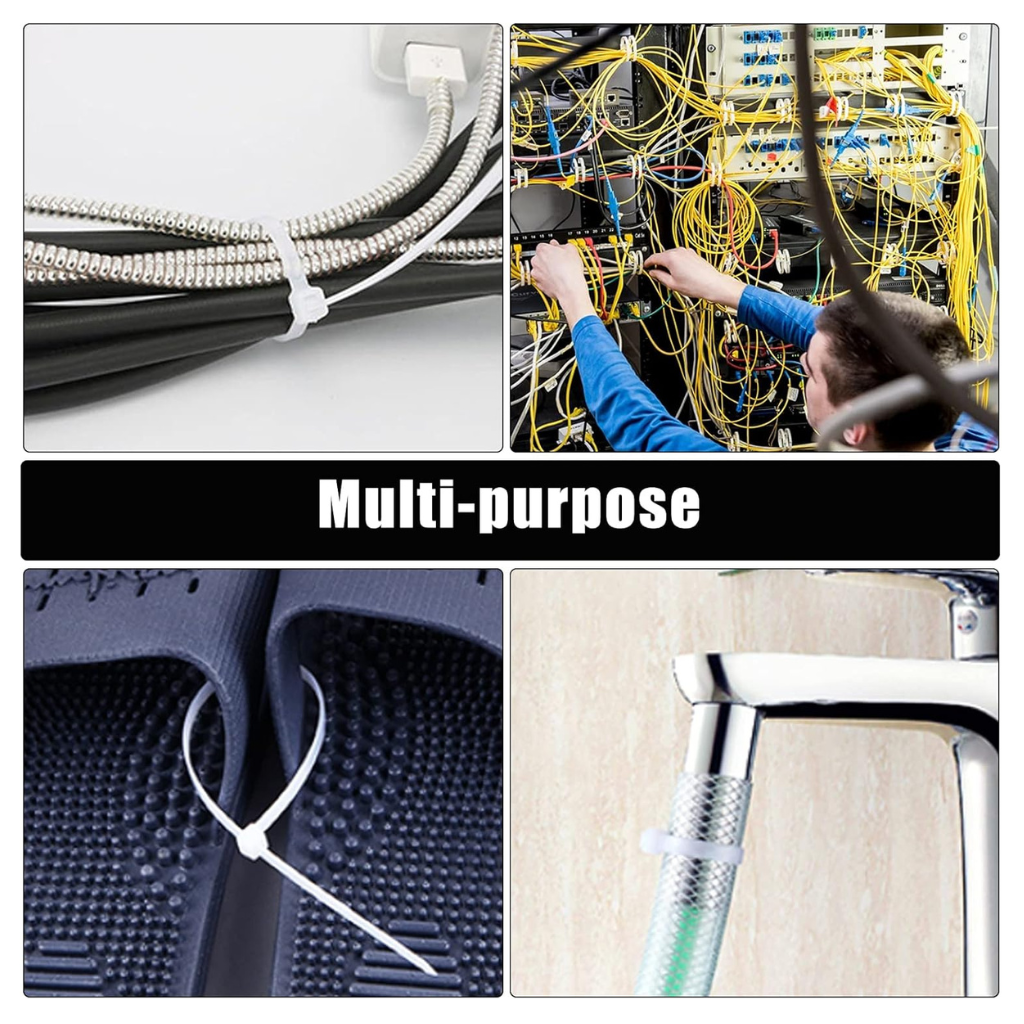 10" Inch Durable Plastic Zip Ties - Multi-Purpose Cable Ties for Organizing Wires, Securing Items, and DIY Projects Pack of 50 Pcs. 