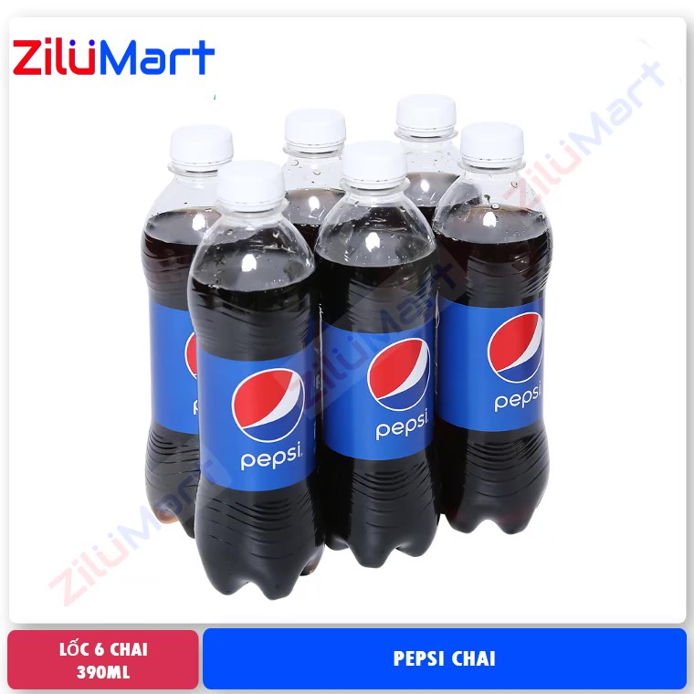 Lốc 6 chai nước ngọt Pepsi cola loại 390ml