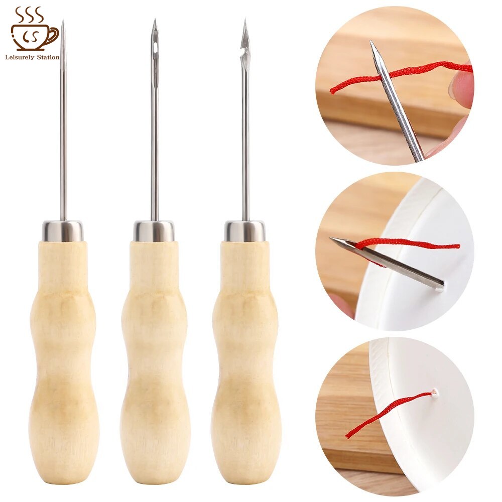 Awl Sewing Leather Tools Wood  Wooden Tent Sewing Awl Shoes