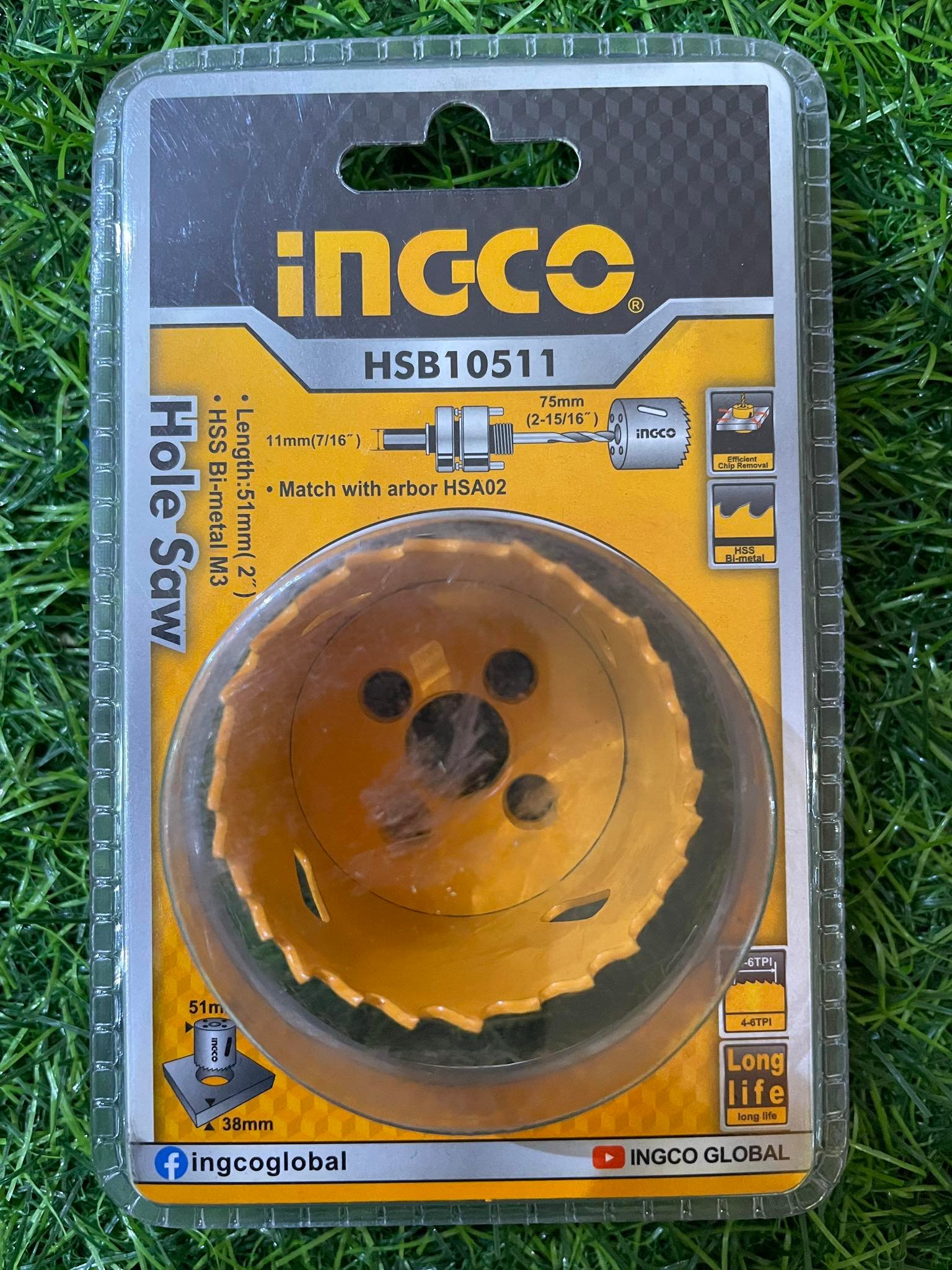 Ingco 51mm ( 2") Hole Saw with HSS BiMetal M3 Material HSB10511