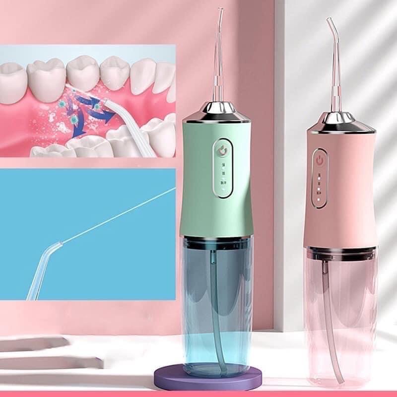 Máy tăm nước cầm tay 3 chế độ vệ sinh răng miệng an toàn - làm sạch răng niềng tránh tình trạng hôi miệng bảo hành 6 tháng