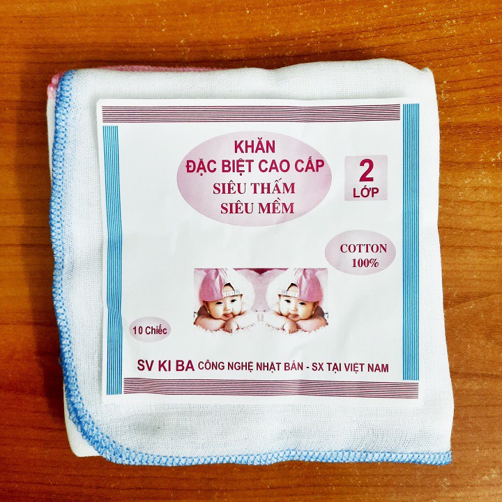 set 10 khăn sữa kiba 2 lớp cho bé