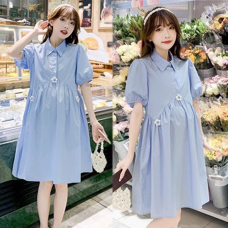 Insular váy bà bầu Thoải mái và giảm béo Người nổi tiếng trên mạng váy bà bầu ngắn tay nóng bỏng Váy cho con bú dáng rộng cỡ nhỏ cỡ lớn