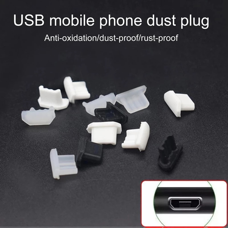 10/1Pcs USB Silicone Bụi Cắm Sạc Cổng Bìa Cap Nữ Jack Giao Diện Phổ Micro USB Chống Bụi Tablet PC Máy Tính Xách Tay Máy Tính Xách Tay