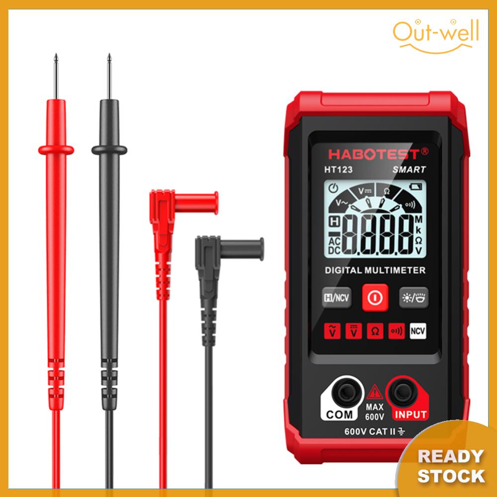 Smart Digital Multimeter Auto-Ranging Voltage Resistance Continuity Measurement Tester with Backlight LCD Display RMS 2000 Counts for Household