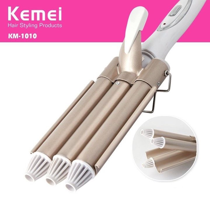 (HCM) MÁY BẤM TÓC GỢN SÓNG 3 TRỤC KEMEI 1010