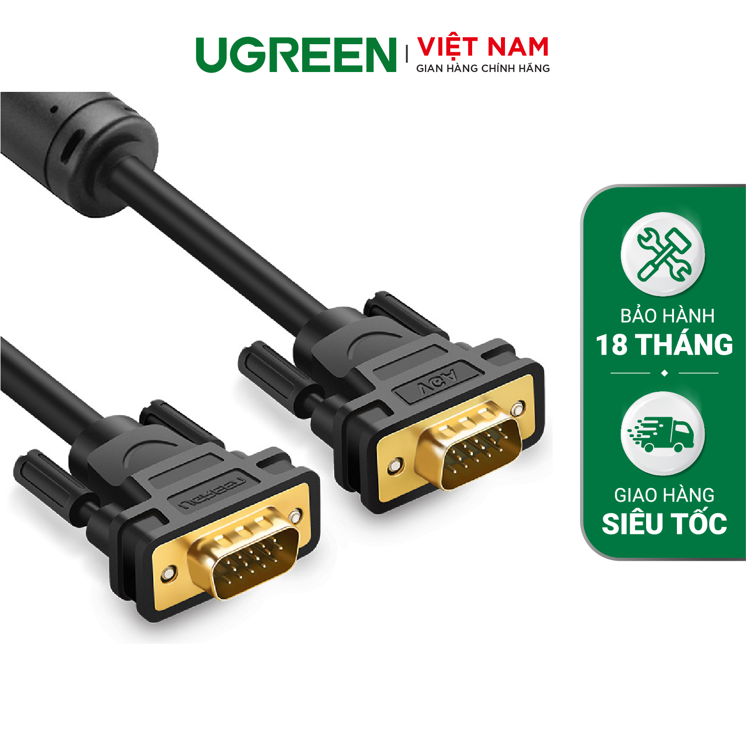 Dây cáp kết nối VGA HDB 15 đực sang HDB 15 đực dài 3M UGREEN VG101 11631 - Hãng phân phối chính thức