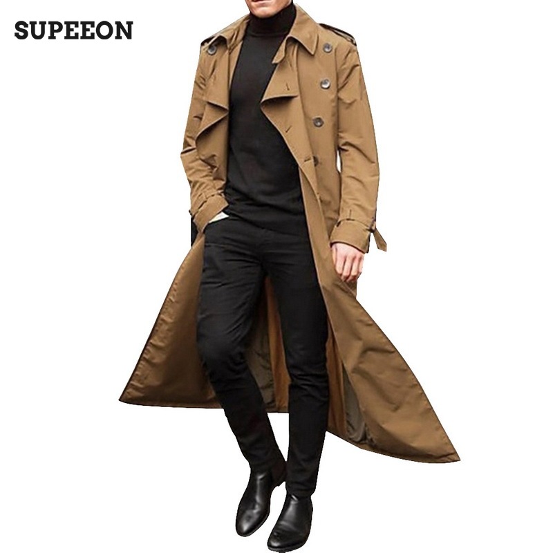 SUPEEON Men s medium-and long-style trench coat long jacket fashionable