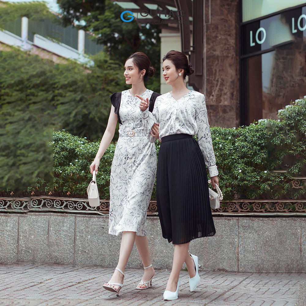 Đầm sơ mi nứ GUMAC DC05087 phối bèo