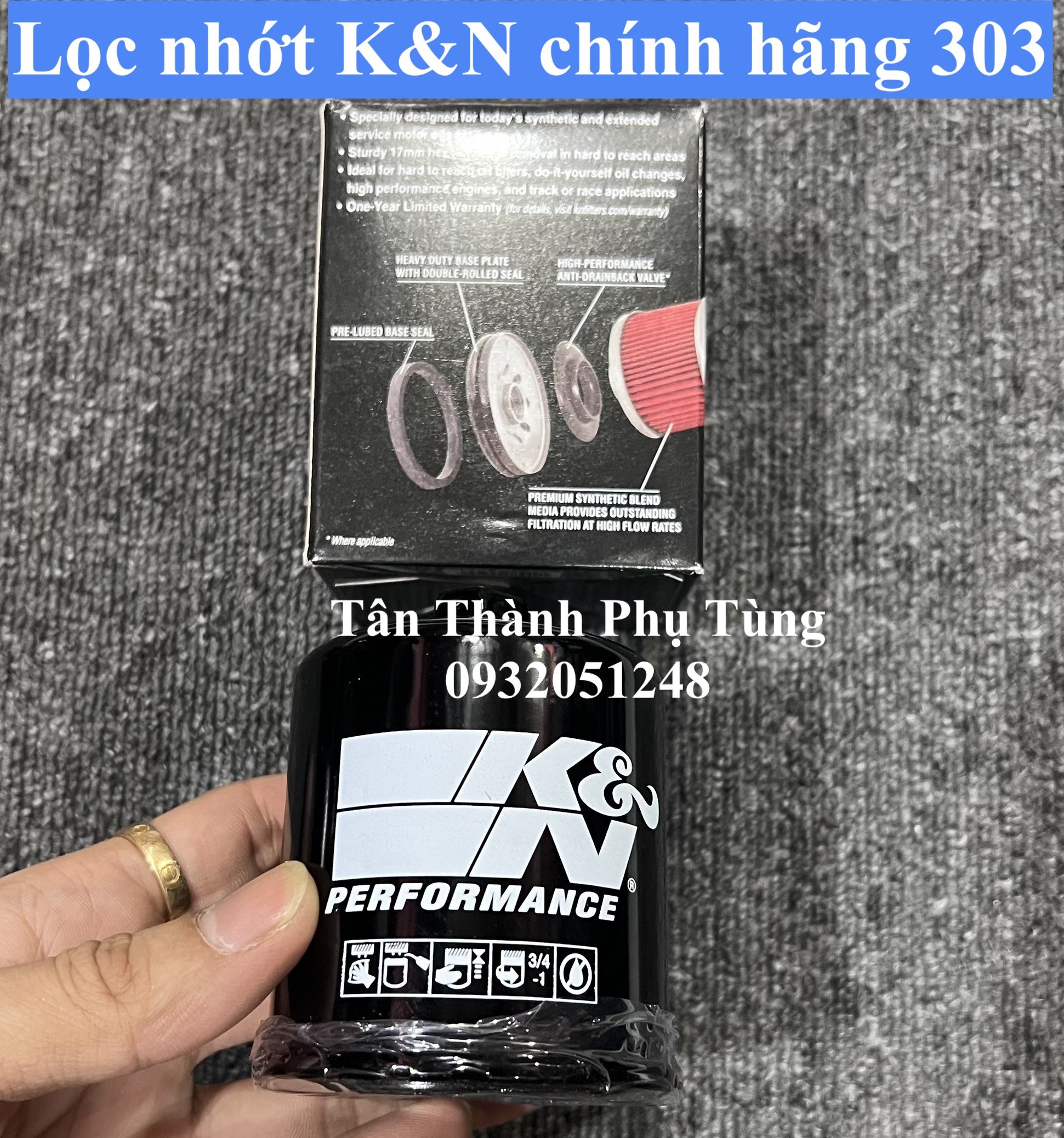Lọc nhớt k&n chính hãng 303 , 204-1