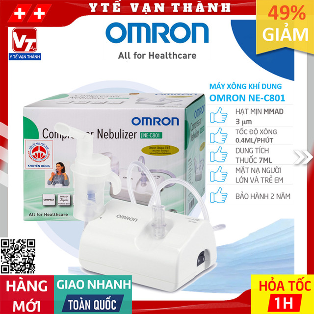 ✅ Máy Xông Khí Dung Mũi Họng Omron NE-C801 (C-801) | BẢO HÀNH 2 NĂM -VT0509 - Y Tế Vạn Thành