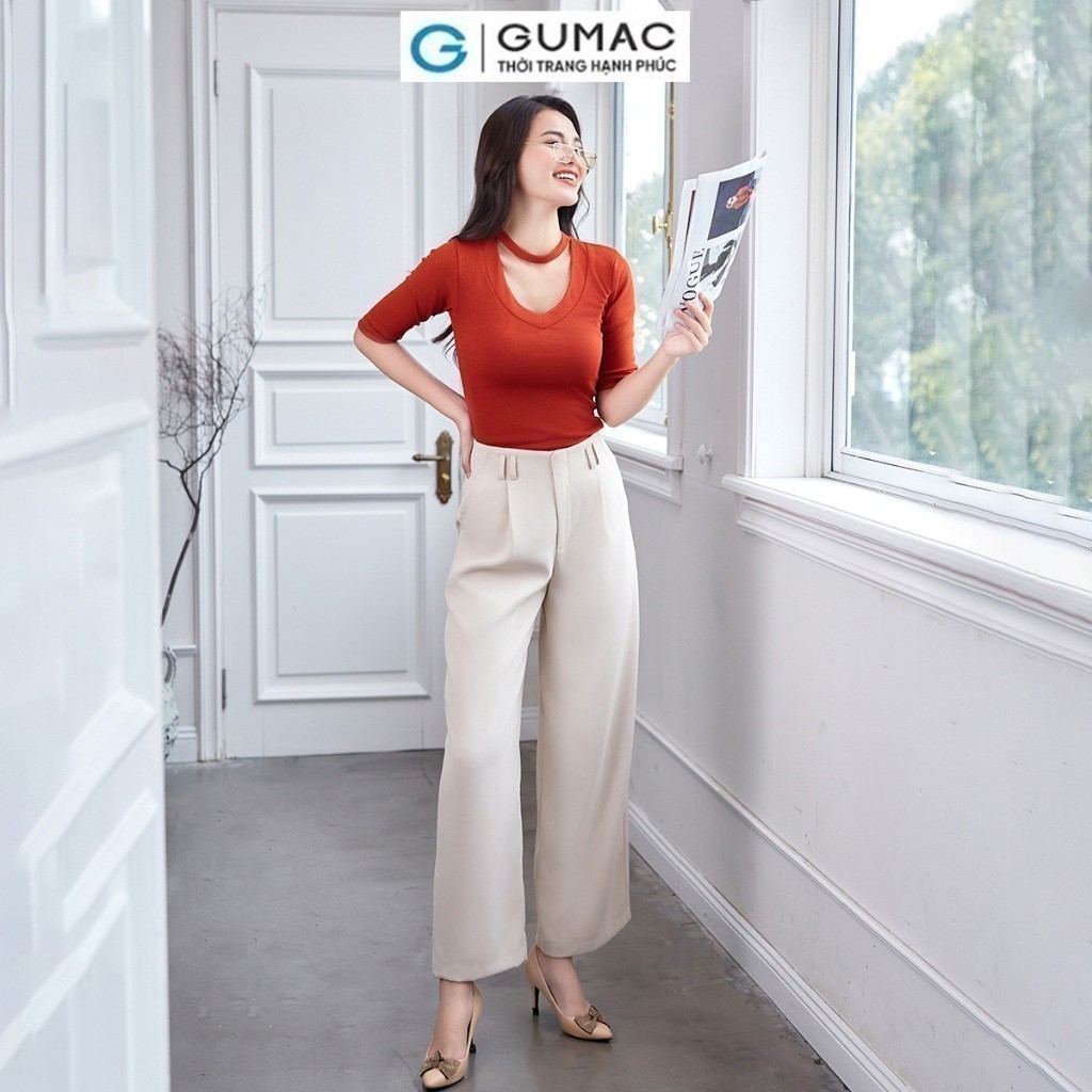 Áo thun kiểu cổ tim thời trang GUMAC ATD12050