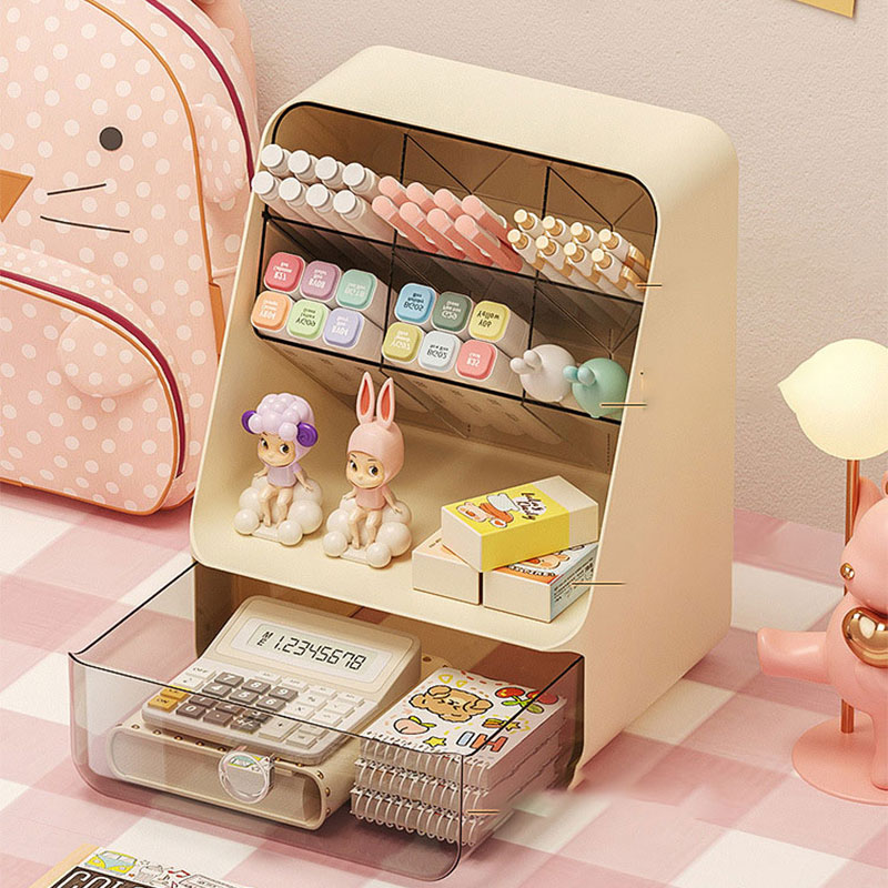 Desktop diagonal storage box, storage shelf, drawer type organization, cosmetics storage box, stationery storage, pen holder holder