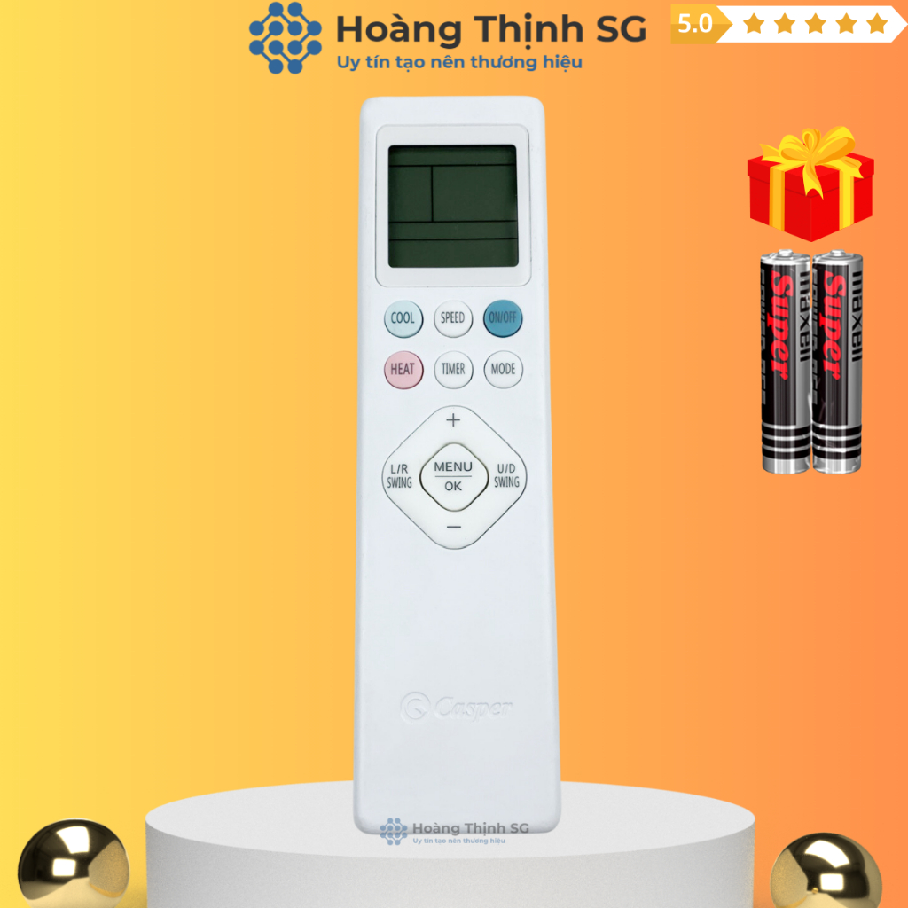 Điều khiển điều hòa casper zin mã 01, remote máy lạnh casper - tặng kèm pin - hoàng thịnh sg