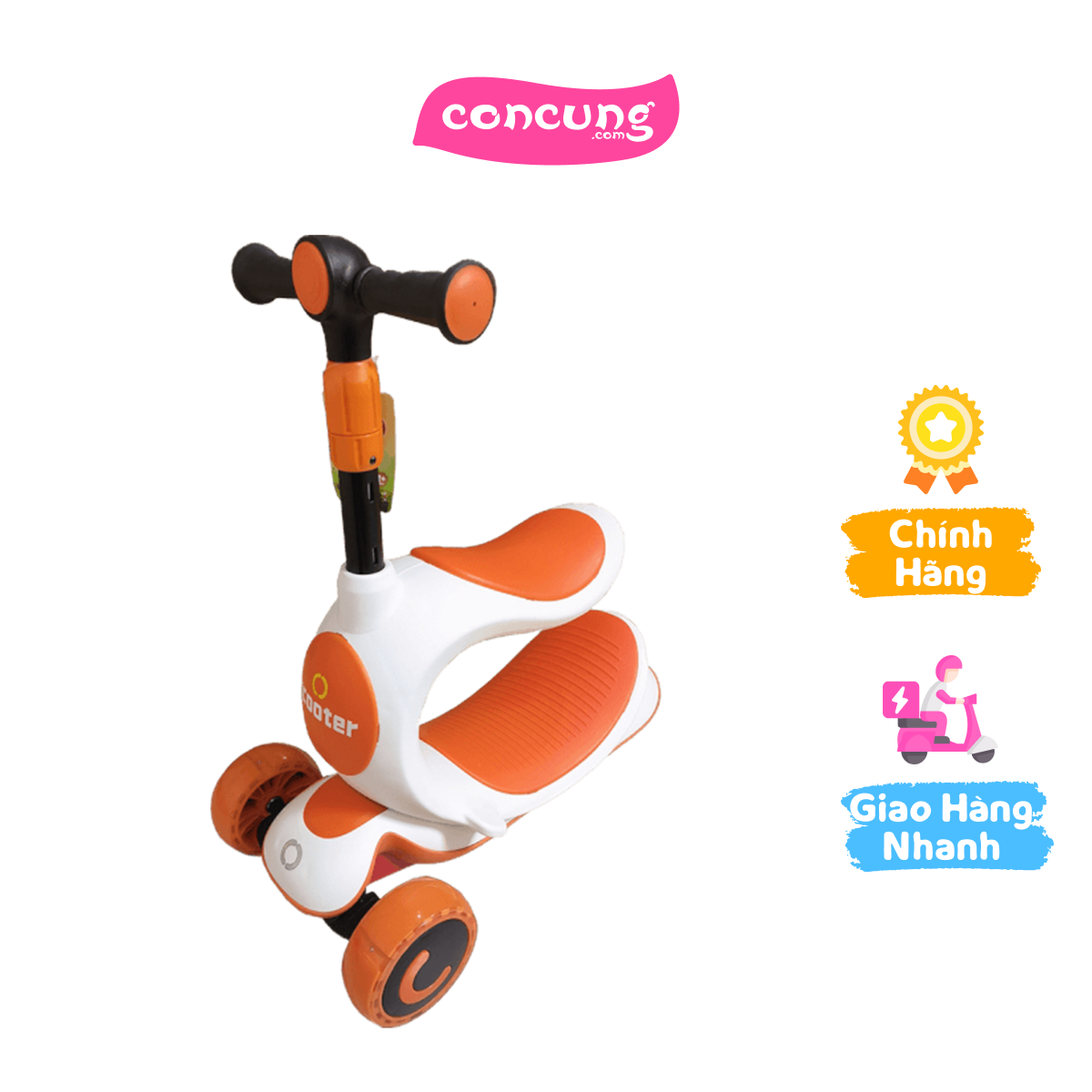 Xe trượt scooter kèm xe chòi chân cao cấp có đèn 167