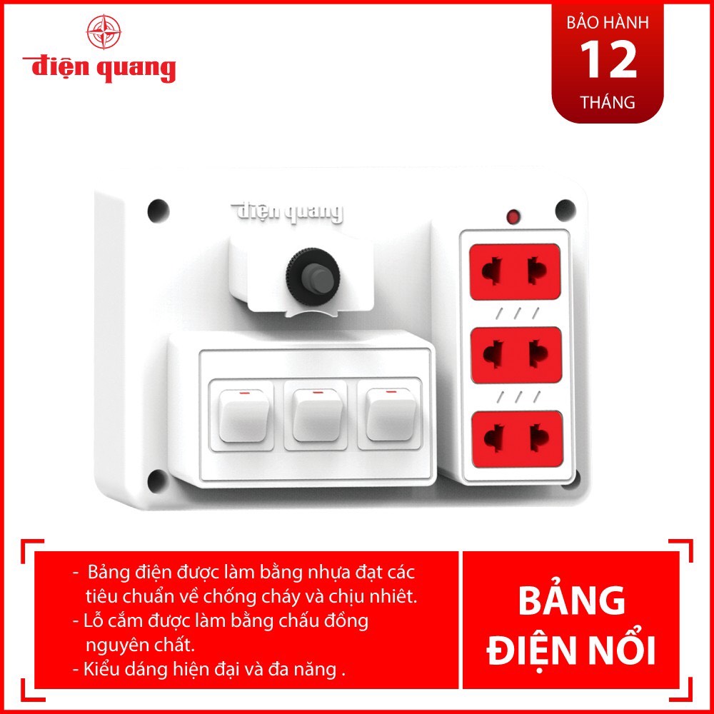 Bảng Điện Nổi Điện Quang 3 VS 2 CÔNG TẮC