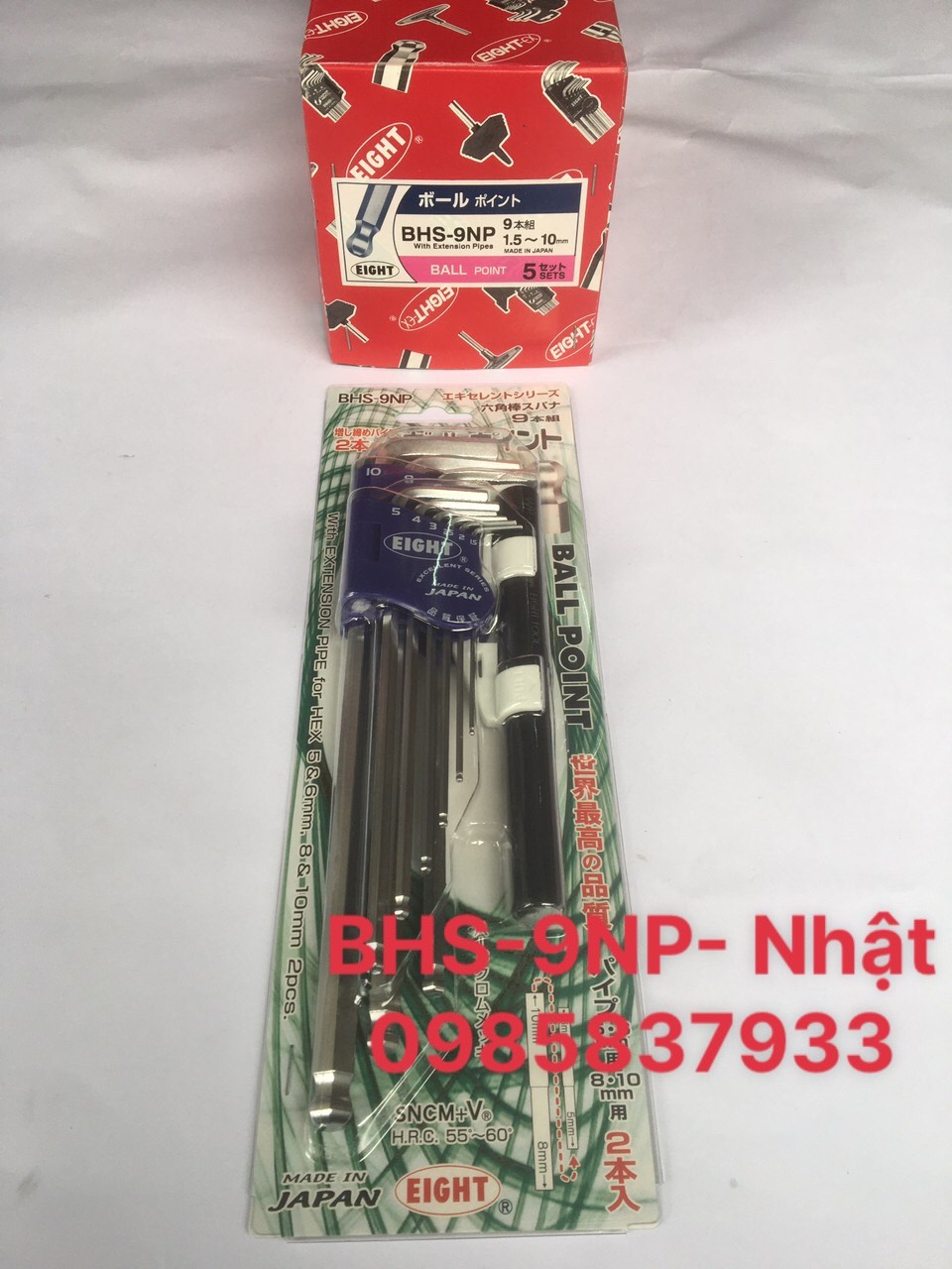 Bộ lục giác Nhật 9 chiếc với tay công lực BHS-9NP Eight tại Máy NTT dùng vặn ốc chìm tuổi thọ cao
