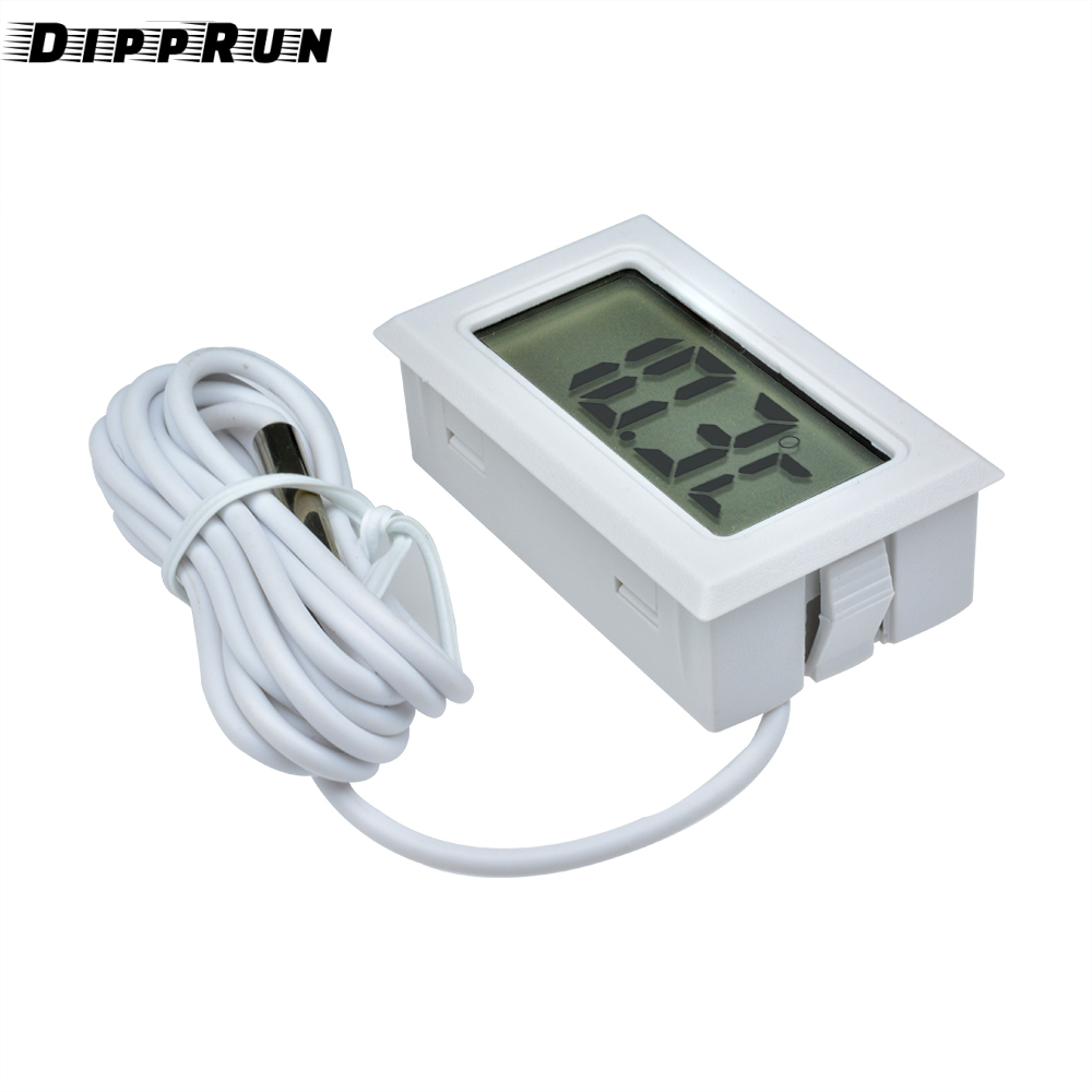 DIPPRUN FY-10 Embedded Digital Display Thermometer with 1M Wire Black Rectangular Thermometer Hygrometer Aquarium Temperature Humidity Meter