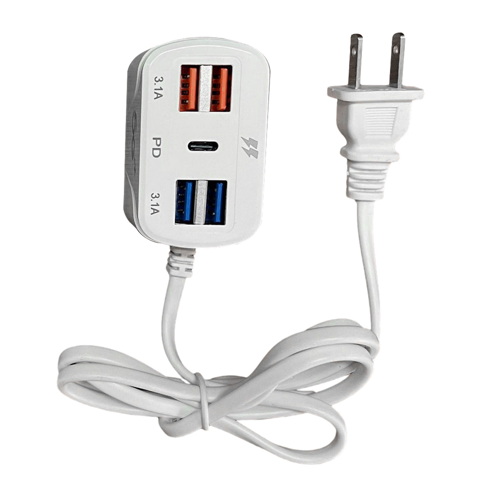 Usb Smart Plug 5-device Charging Power Plug Fast Charging Universal Charger with 4-port Usb Pd Type-c Stable Output Thickened Connector Us Plug Ideal
