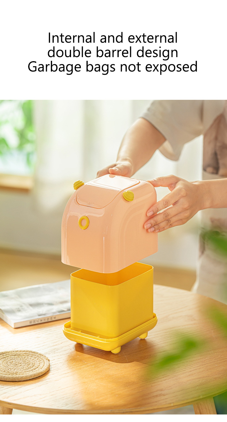 Desktop trash can Household garbage can Office desk trash can Mini trash can plastic dustbin Garbage can with cover Suitable for small space Can separate garbage.