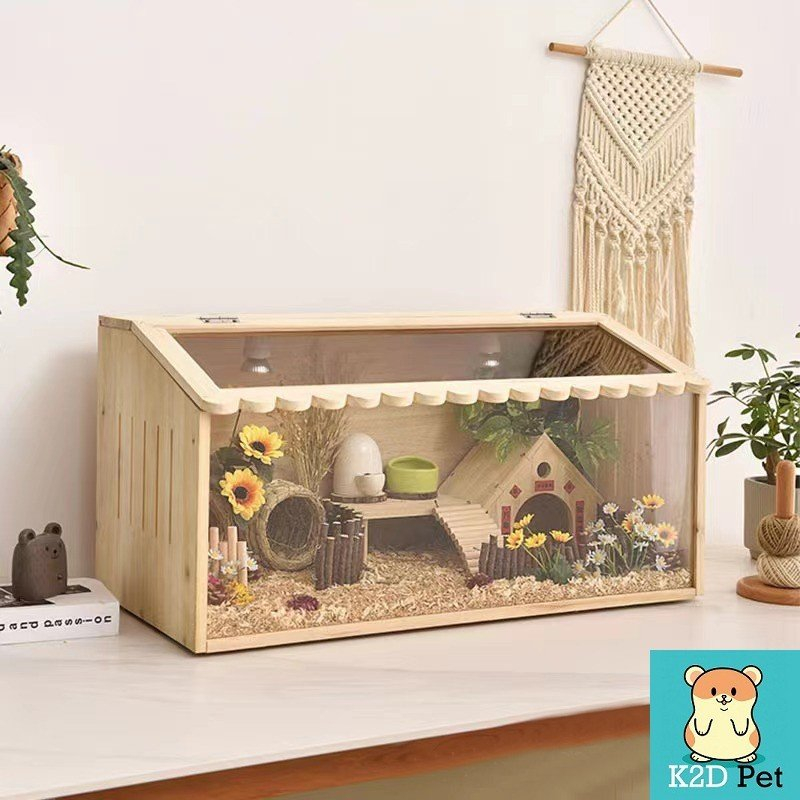 L11 Lồng gỗ mặt mica cho hamster